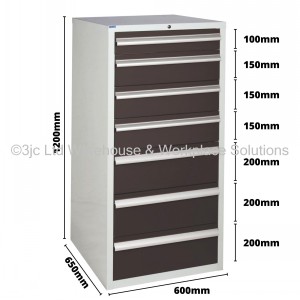Euroslide Storage Cabinet 7 Drawer 1200mm